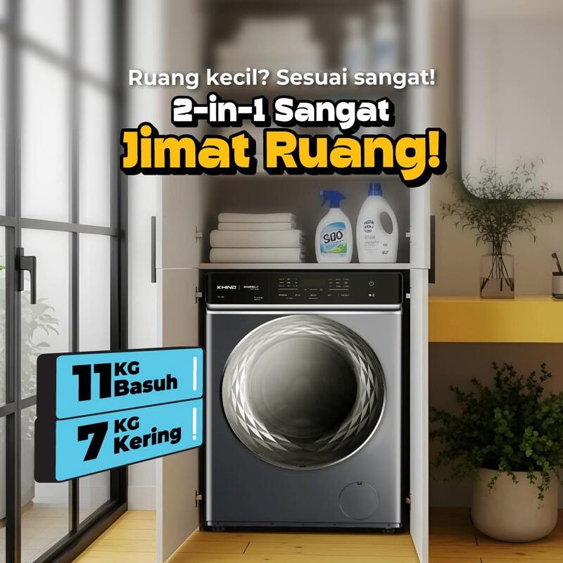 2-in-1 Sangat Jimat Ruang - 11KG Basuh 7KG Kering