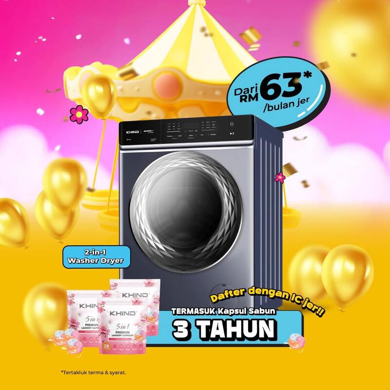 2-in-1 Washer Dryer - Dari RM63/bulan, Kapsul Sabun 3 Tahun